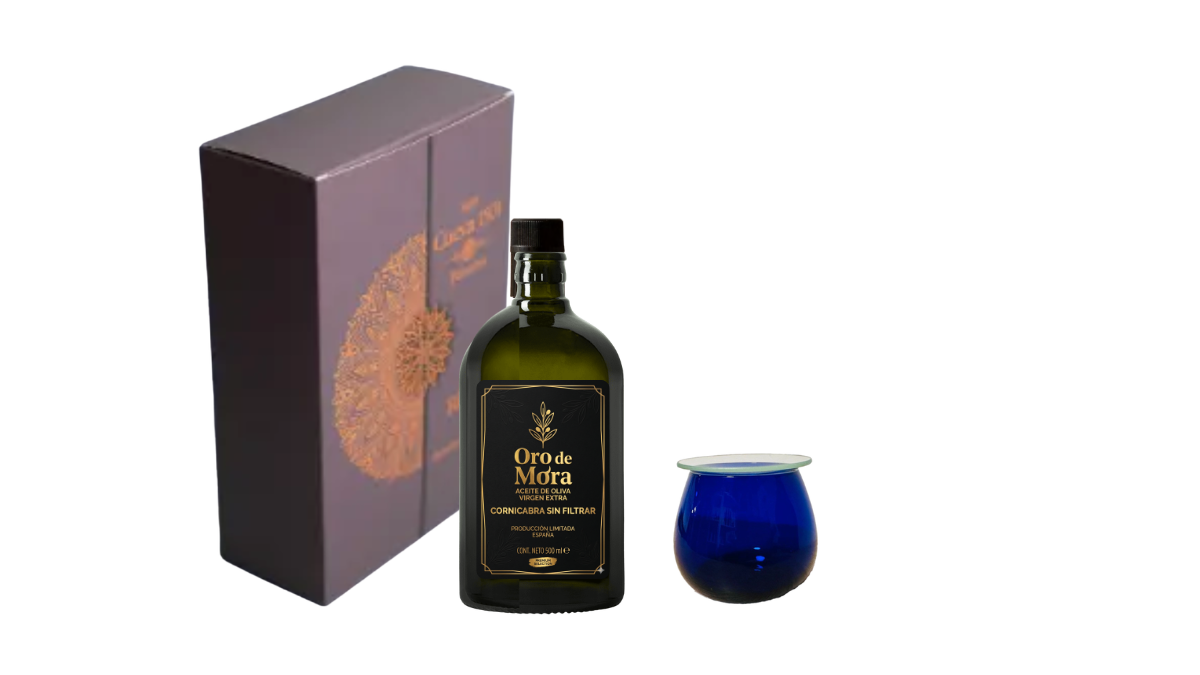 Pack Cata, Aceite de Oliva Virgen Extra de 500ml y vaso profesional de cata con tapa