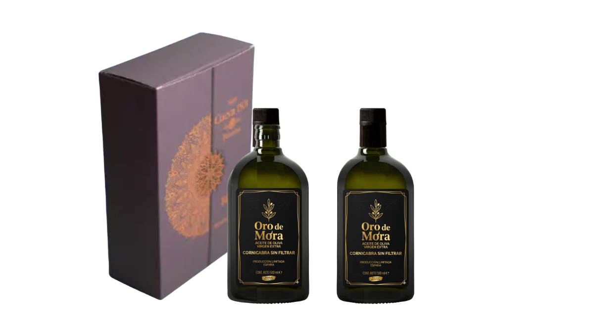 Pack Regalo Duo Botellas de AOVE Cornicabra con vaso de cata profesional con tapa